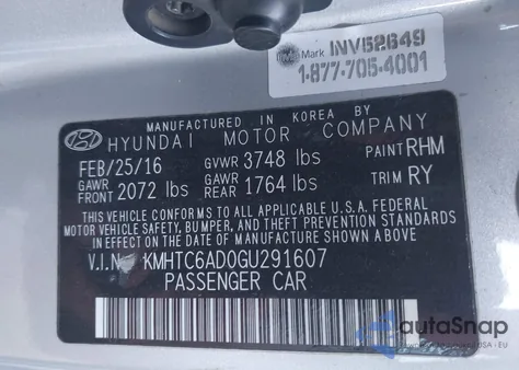 2016 Hyundai Veloster z USA, uszkodzony, nr VIN KMHTC6AD0GU291607